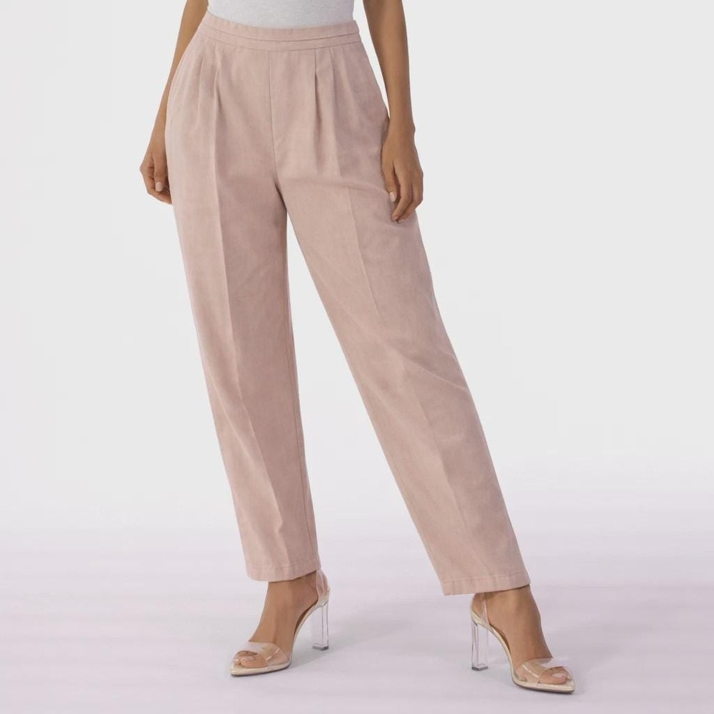 70s Vintage Nude Pink Womens Pants Size 2 Straight Leg High Waist Mod Secretary